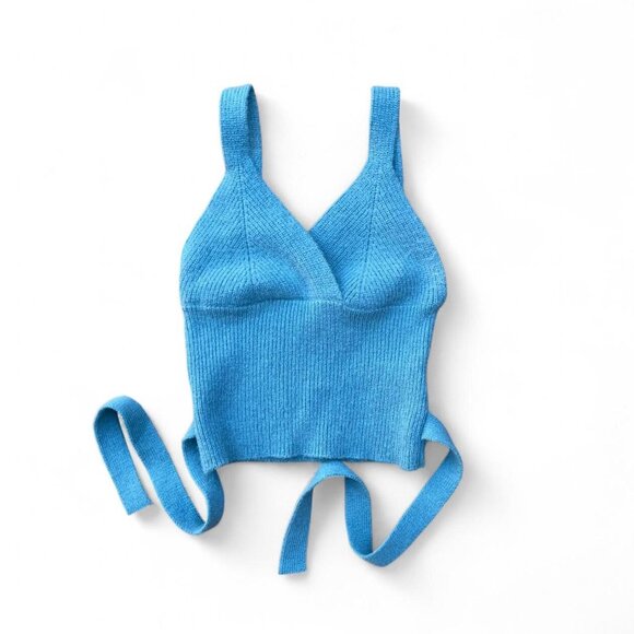 blue babydoll knit crop top <333 - Picture 1 of 7